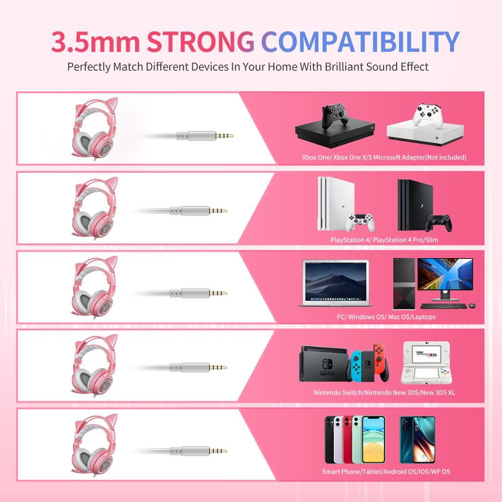 G951s Girl Cat Ear Gaming Headphone 3.5mm Plug Cute Headset For PC One PS4 Phone Pad Girl Kids Gaming Headset