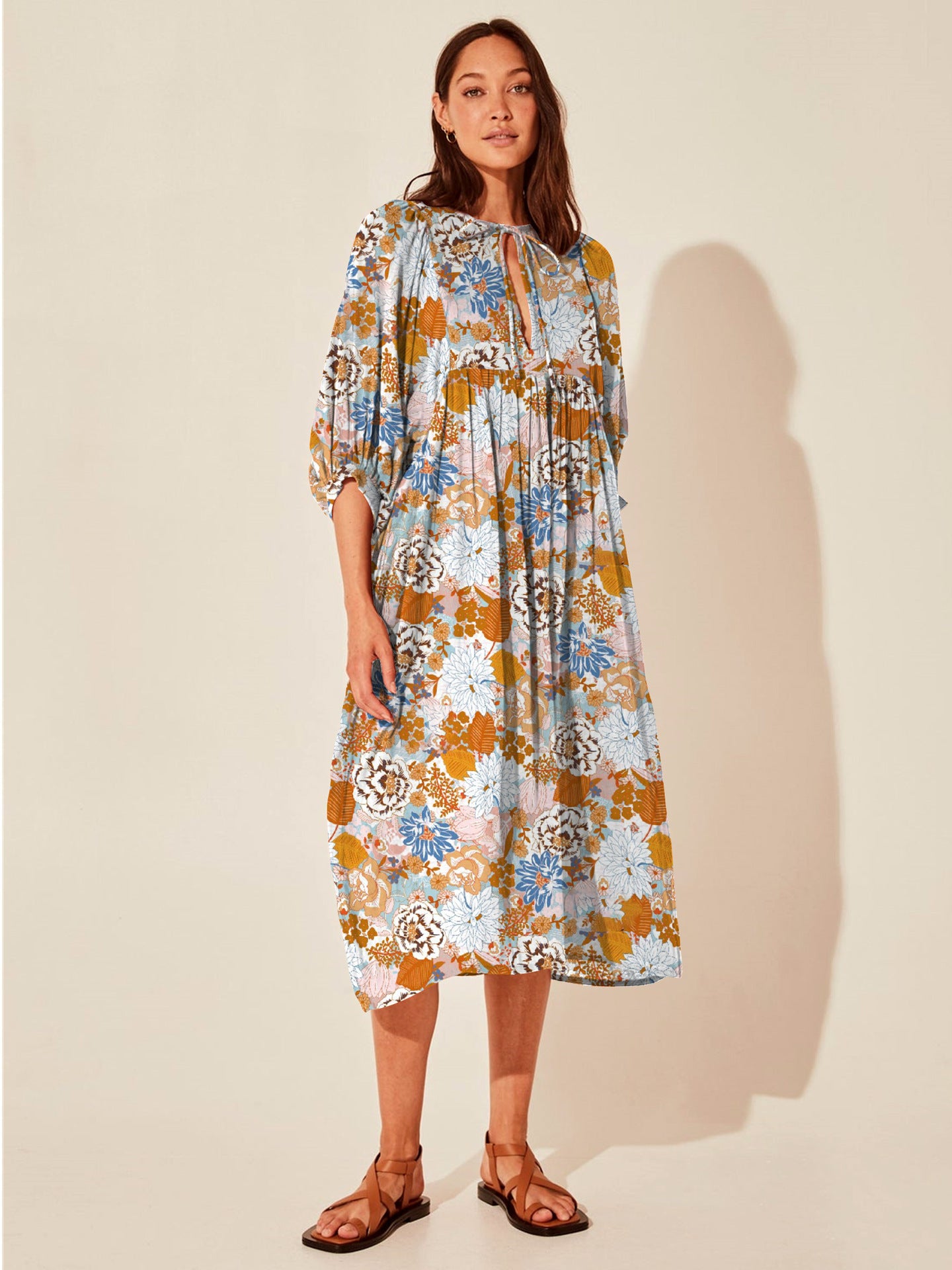 New Floral Fashion Women's Loose Plus Size Casual Half Sleeve Dress