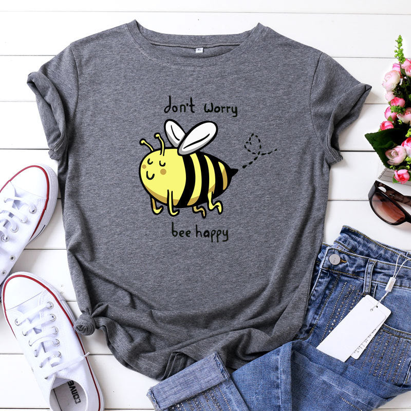 Cute Little Bee Cartoon Women's Clothing Large Size Printing