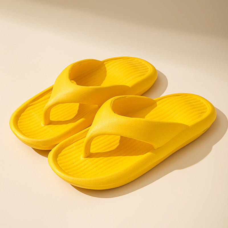 Solid Color Striped Texture Flip-Flops Slippers For Women Men