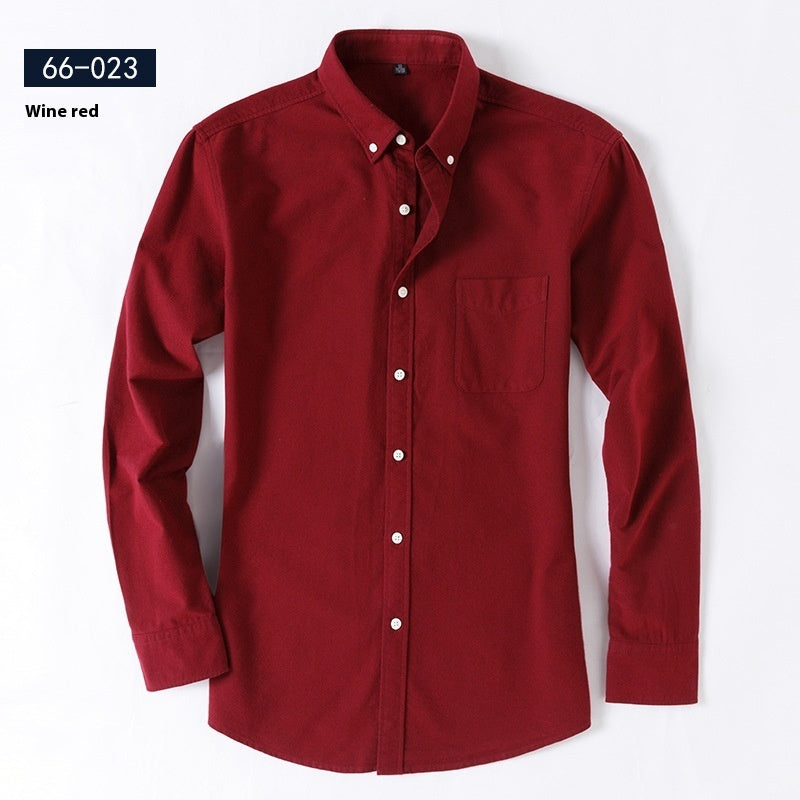 Men's Cotton Oxford Business Casual Long Sleeve Shirt