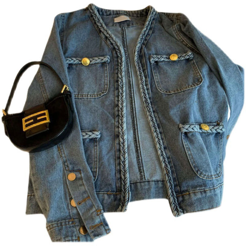 كارديجان قصير فضفاض بأكمام طويلة على طراز الربيع والخريف الغربي وطراز شانيل