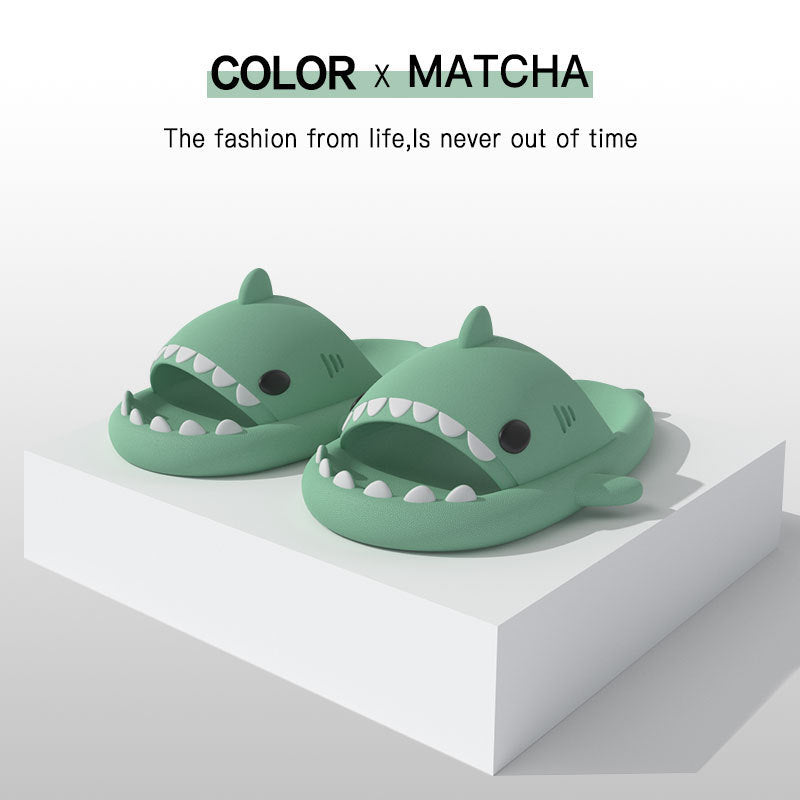 Adult's Slippers Indoor Outdoor Funny Shark Cartoon for summer pool