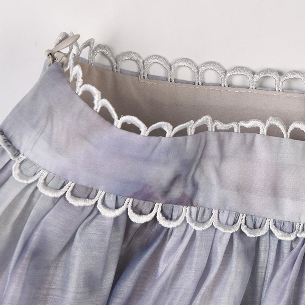 Lace Bubble Sleeve Shirt Dress