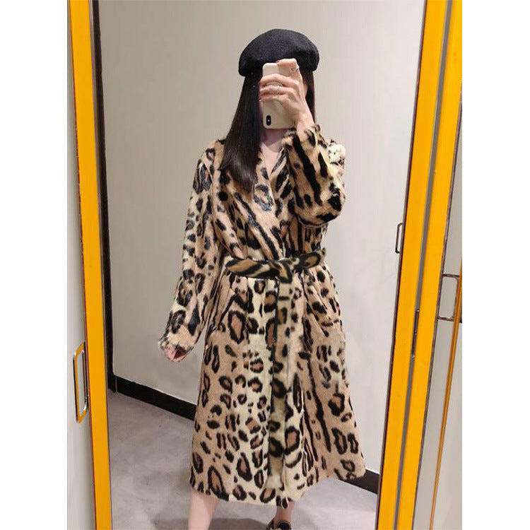 Long Plush Women's Belted Trench Coat