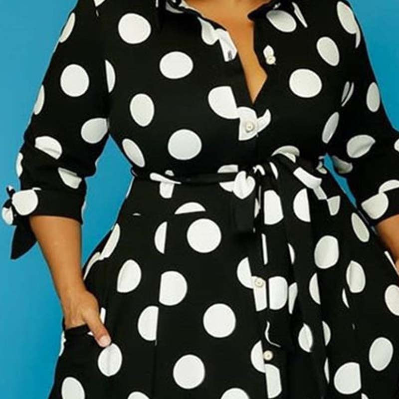 Hot sale shirt long sleeve polka dot print dress