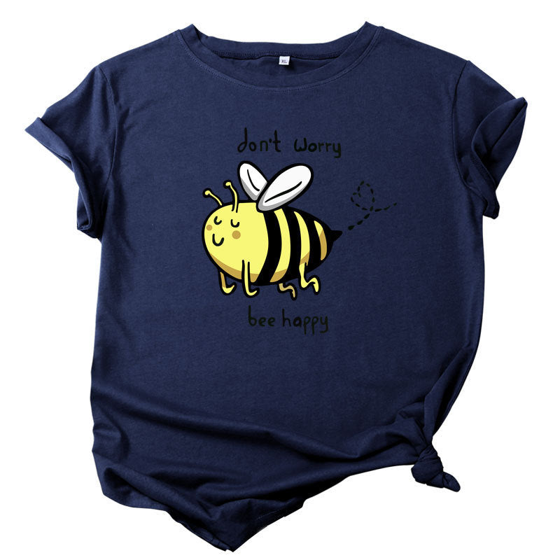 Cute Little Bee Cartoon Women's Clothing Large Size Printing