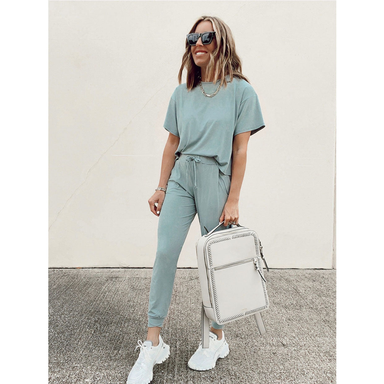 Women's short-sleeved loose casual home pants suit