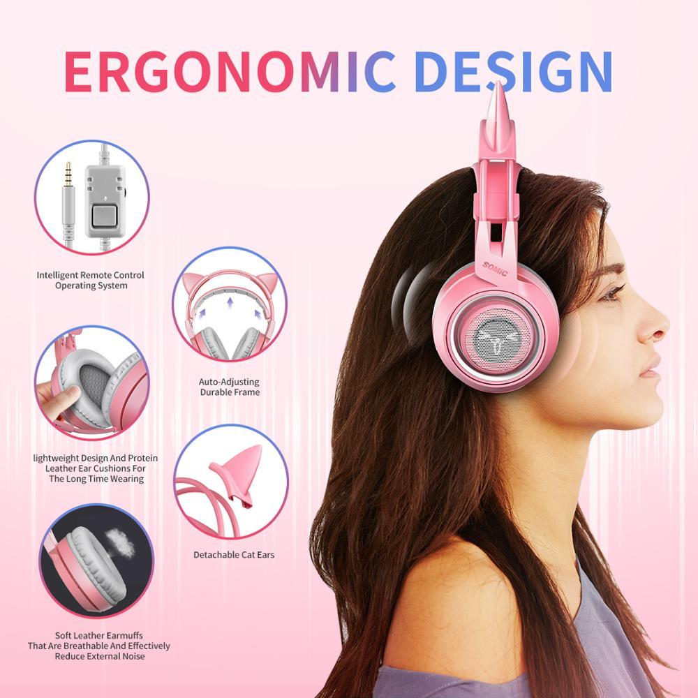G951s Girl Cat Ear Gaming Headphone 3.5mm Plug Cute Headset For PC One PS4 Phone Pad Girl Kids Gaming Headset