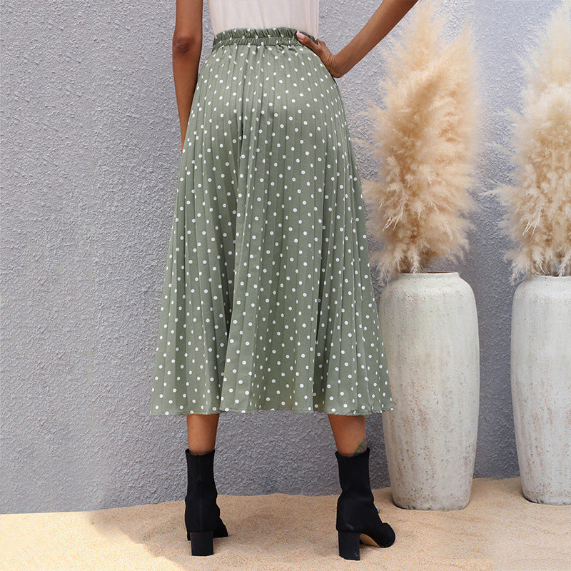 Light Green Irregular Polka Dot Skirt European American Style