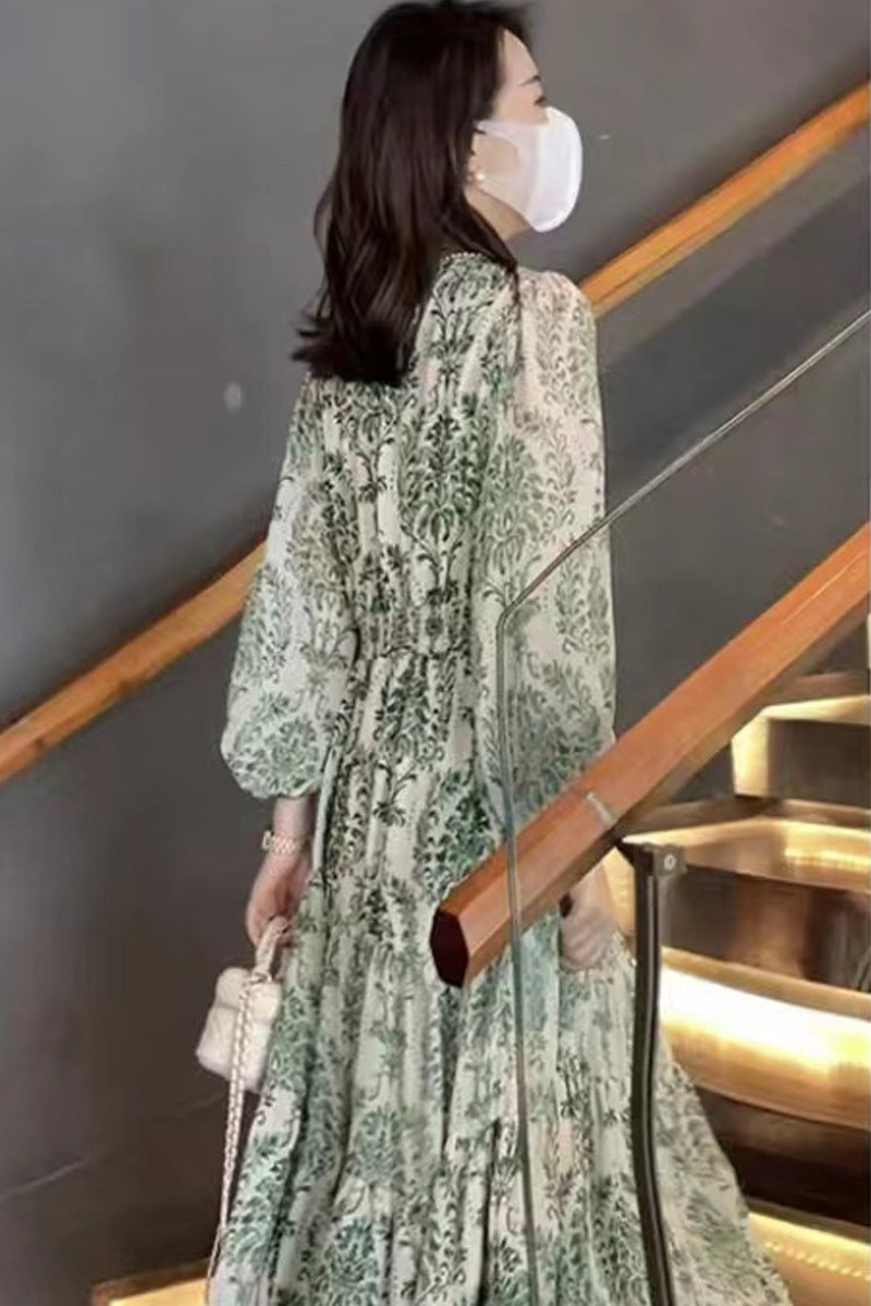 French Women Floral Dress For Summer And Autumn