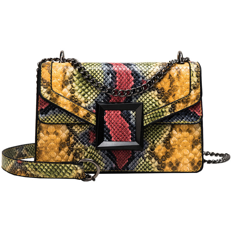 Snake Skin PU Shoulder Bag with Multiple Compartments