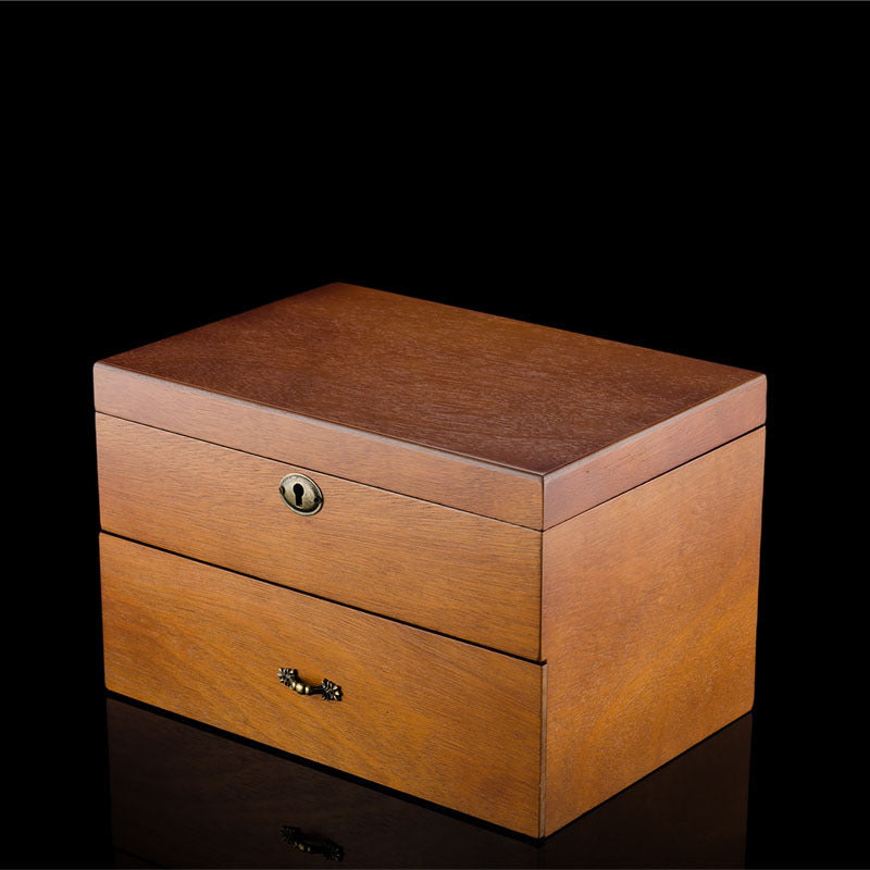 Wooden ash double-layered watch box with lock