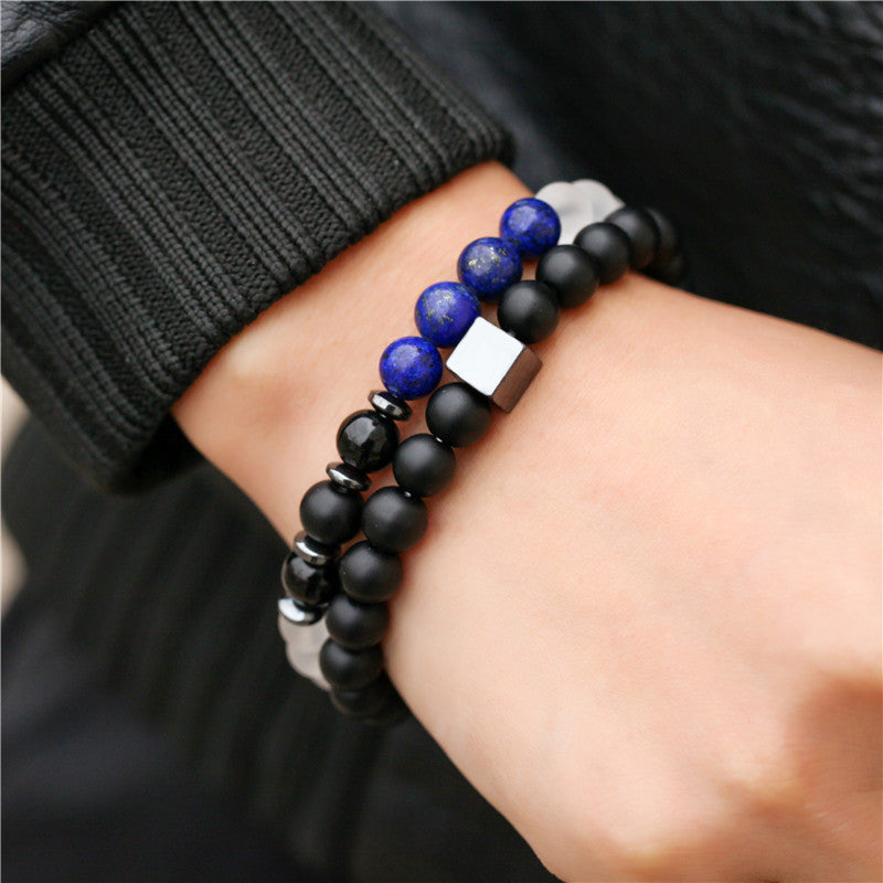 Retro Simple Black Frosted Bracelet Set