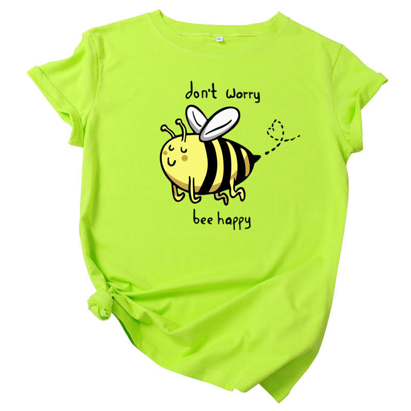 Cute Little Bee Cartoon Women's Clothing Large Size Printing