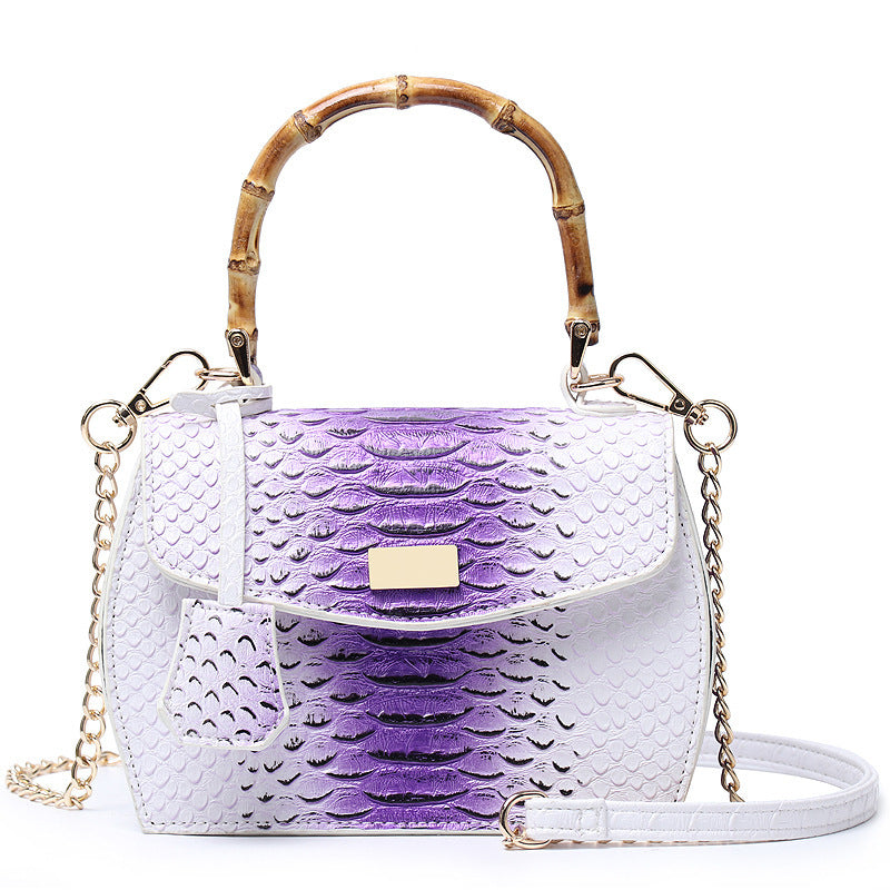 Snake Print PU Crossbody Bag with Magnetic Closure
