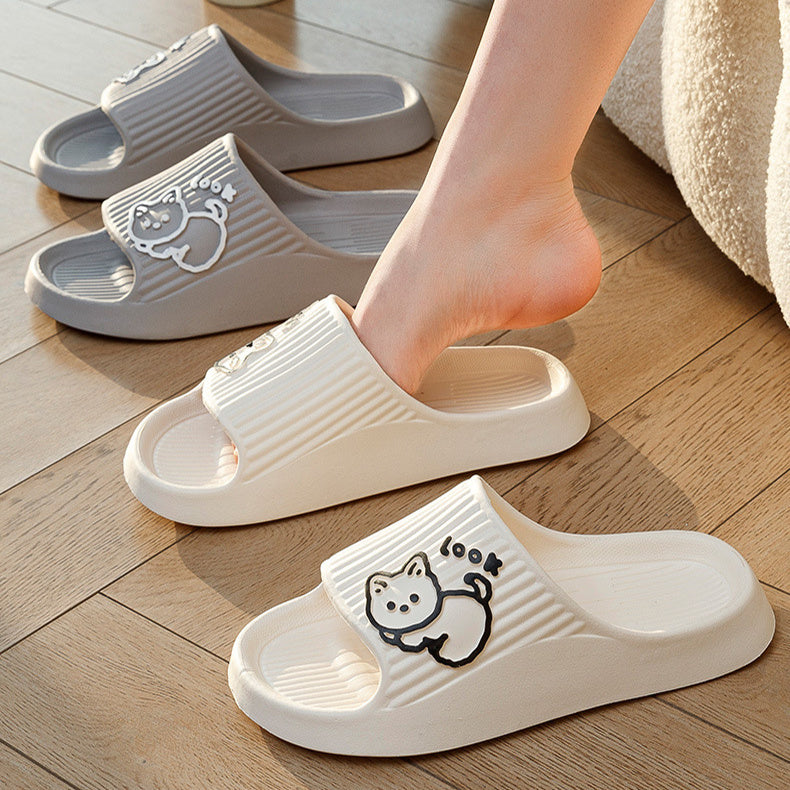 Cute Cat Home Slippers Bath Thick Platform Non-Slip Slides