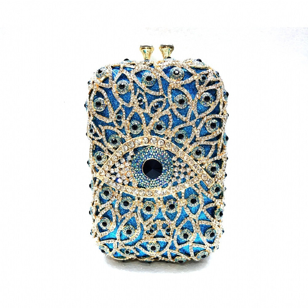 Metal Full Rhinestone Clutch Vertical Style