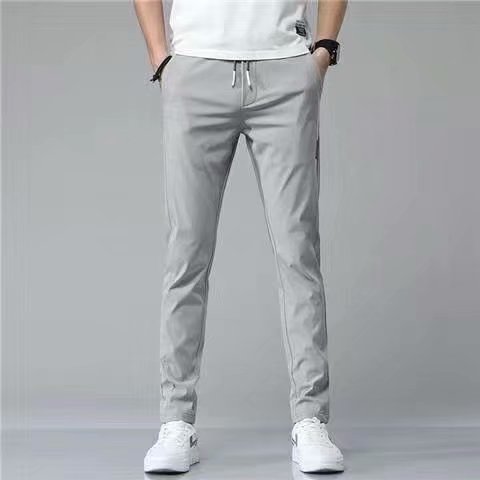 Drawstring Trousers Thin Casual Pants - Loose Straight Sweatpants