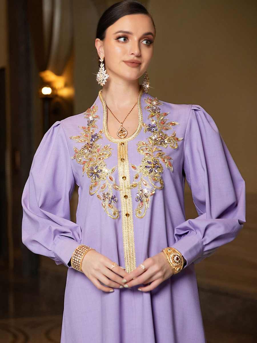 Dubai Robe Refined Handmade Lace Applique Dress