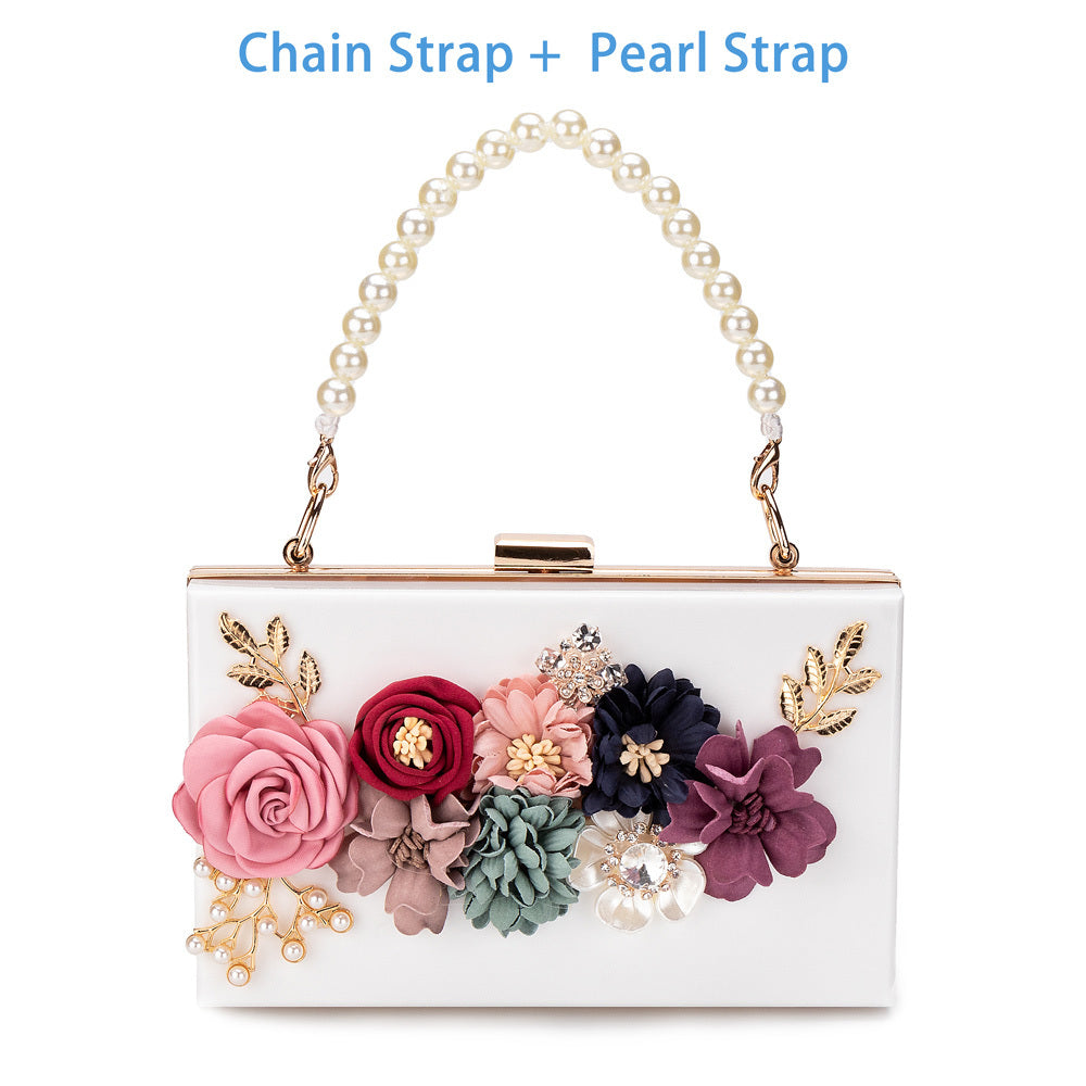 Transparent Flower Acrylic Square Bag for Women