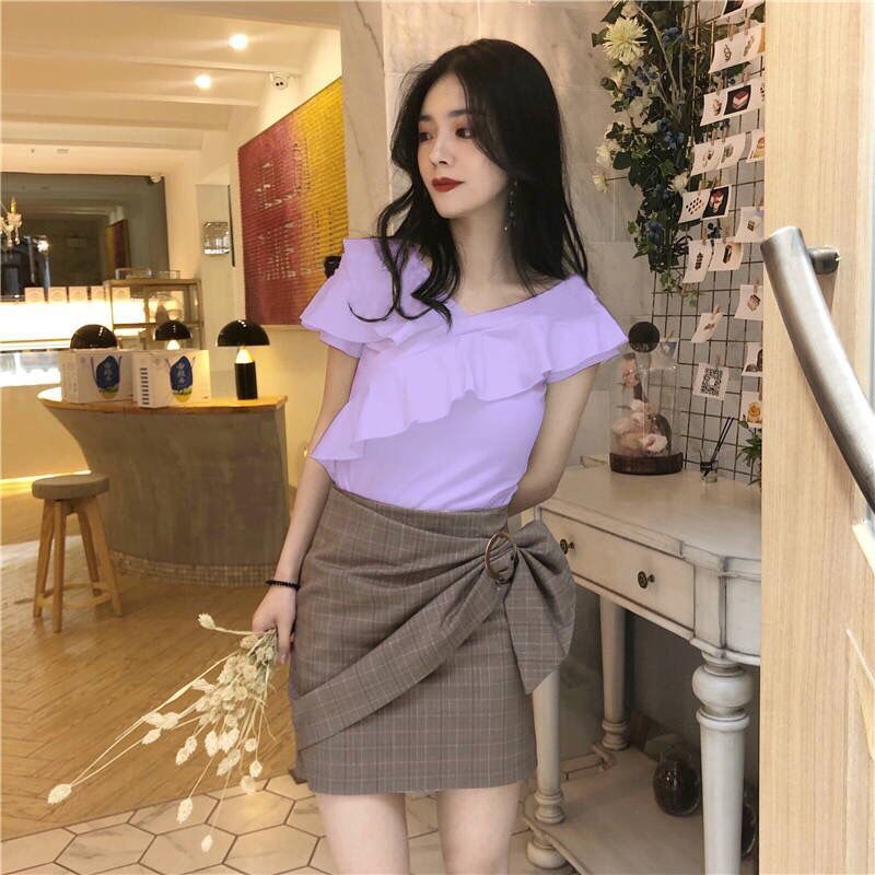 One-shoulder wild short sleeve