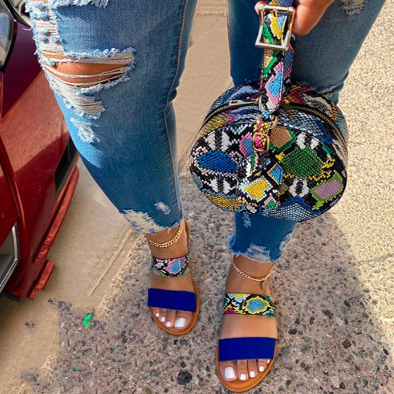 Sandals Flat Bottom Ladies Slippers Flat Hollow Fashion Women's Round Bulge Bag