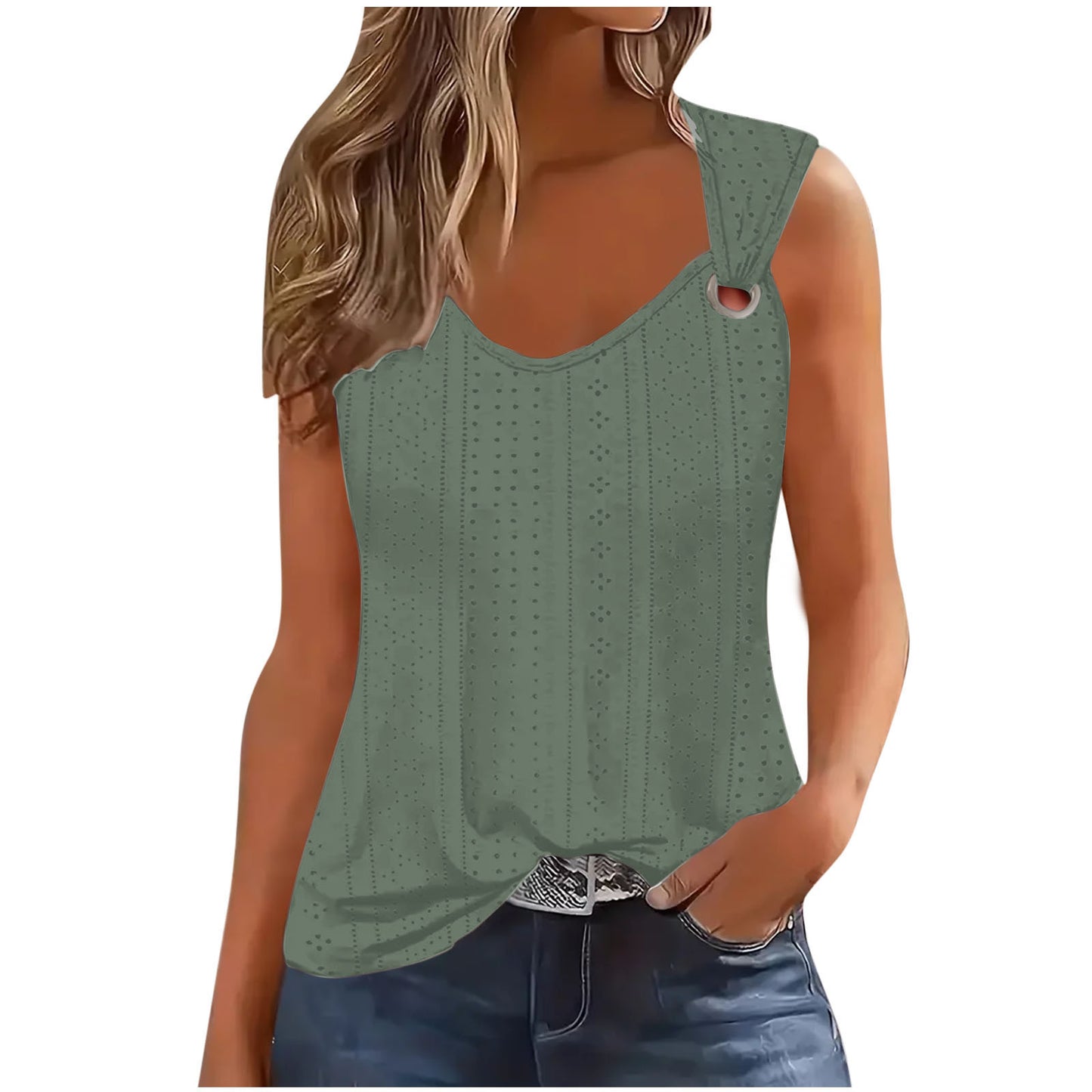 Women's Solid Color And V-neck Sleeveless Vest T-shirt