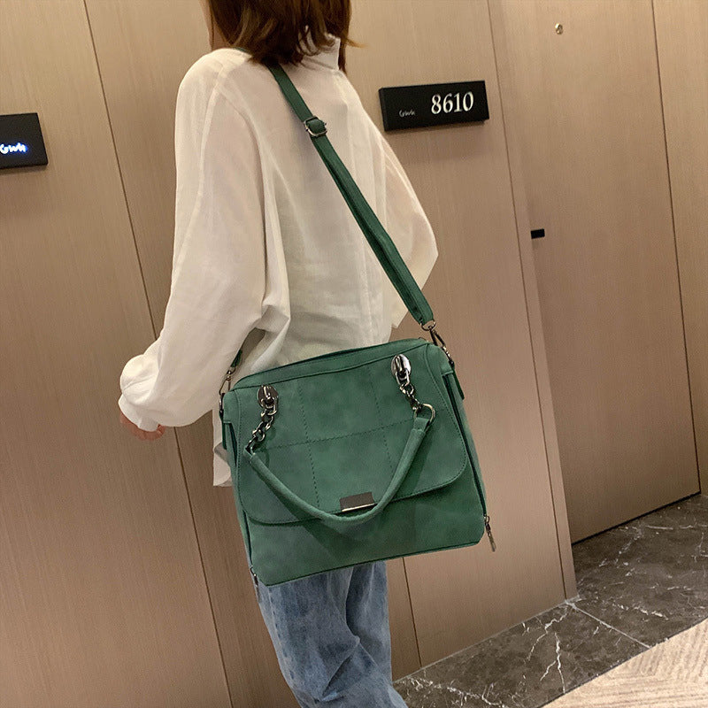 Matte Scrub Female Shoulder Bags Large Capacity Matcha Green PU Leather Lady
