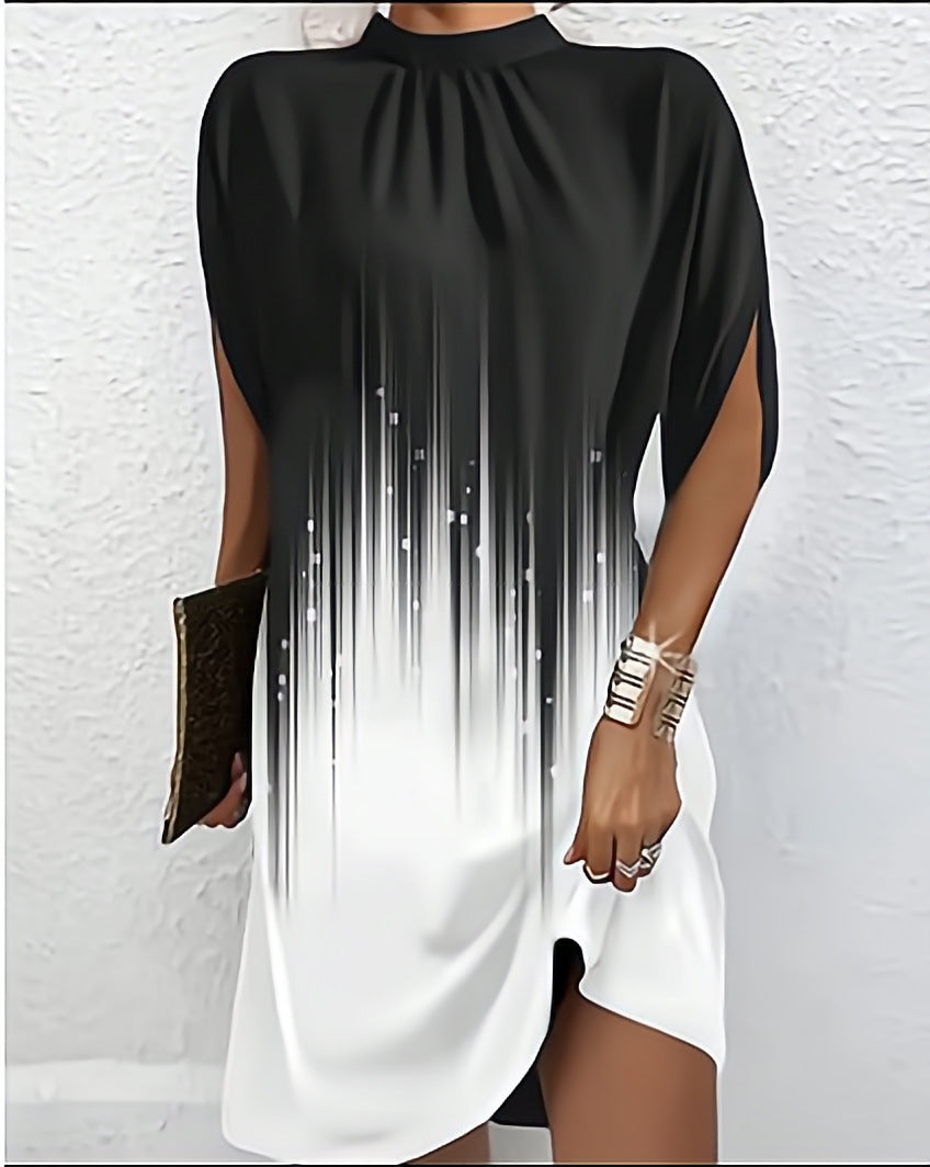Loose Batwing Sleeve Round Neck Dress
