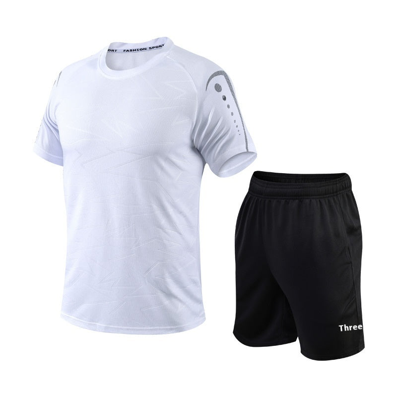 Quick Drying Men's Short Sleeve Shorts Two-piece Set