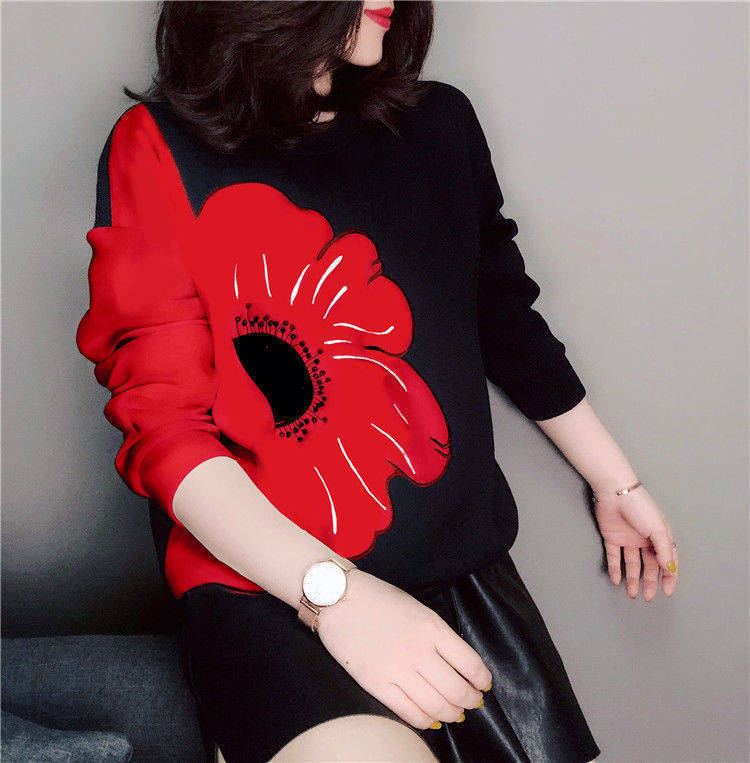 Long Sleeve Loose Lazy Round Neck Women's Top