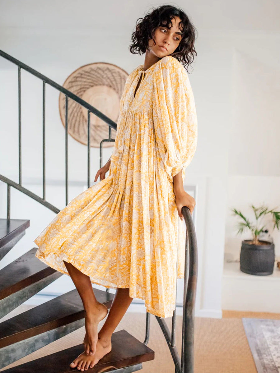 New Floral Fashion Women's Loose Plus Size Casual Half Sleeve Dress