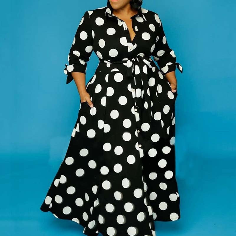 Hot sale shirt long sleeve polka dot print dress