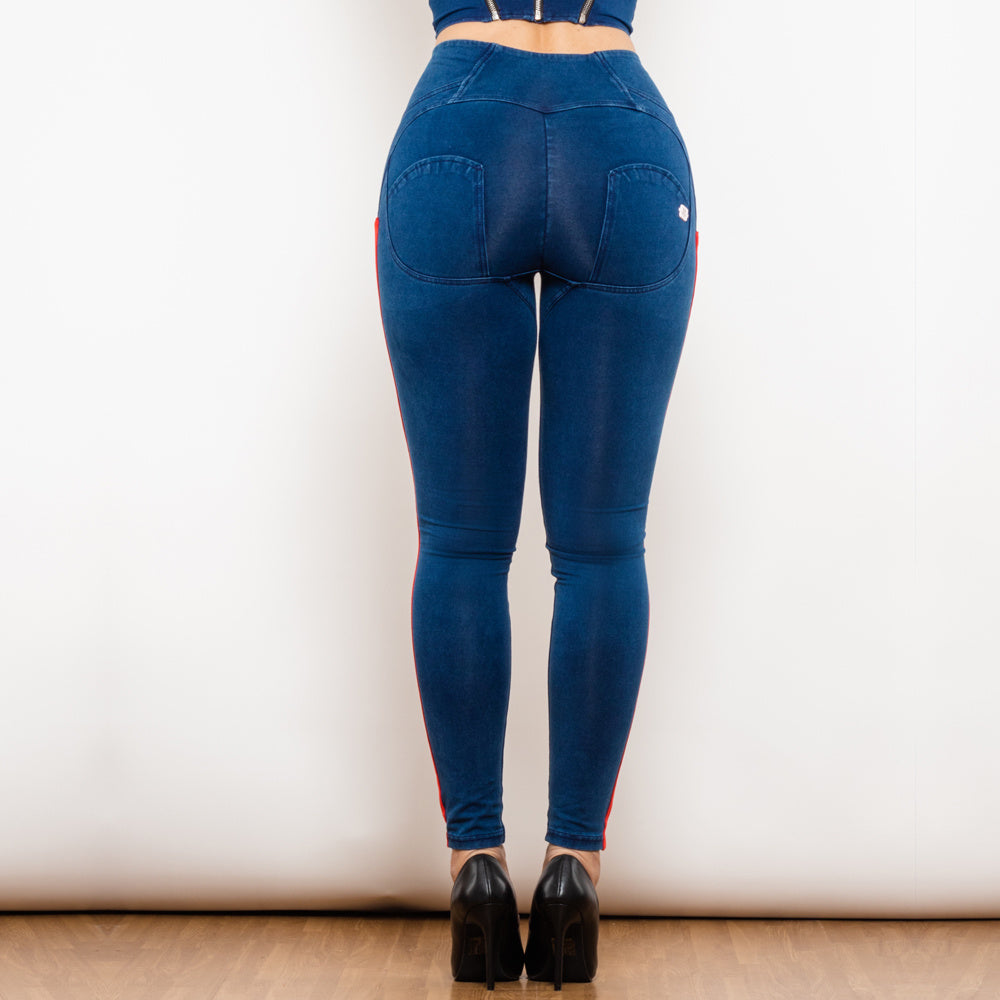 Shascullfites Melody Women's Black Stretch Pencil Jeans Butt Lift Striped Detailing Slim Fit Denim Jeggings