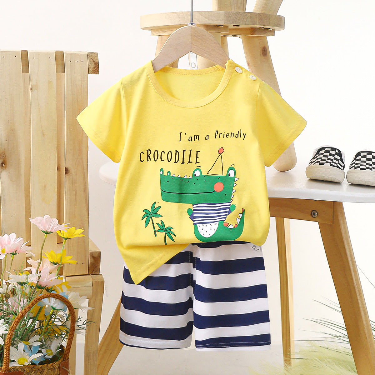 Short-sleeved Suit Pure Cotton Boys' Clothes