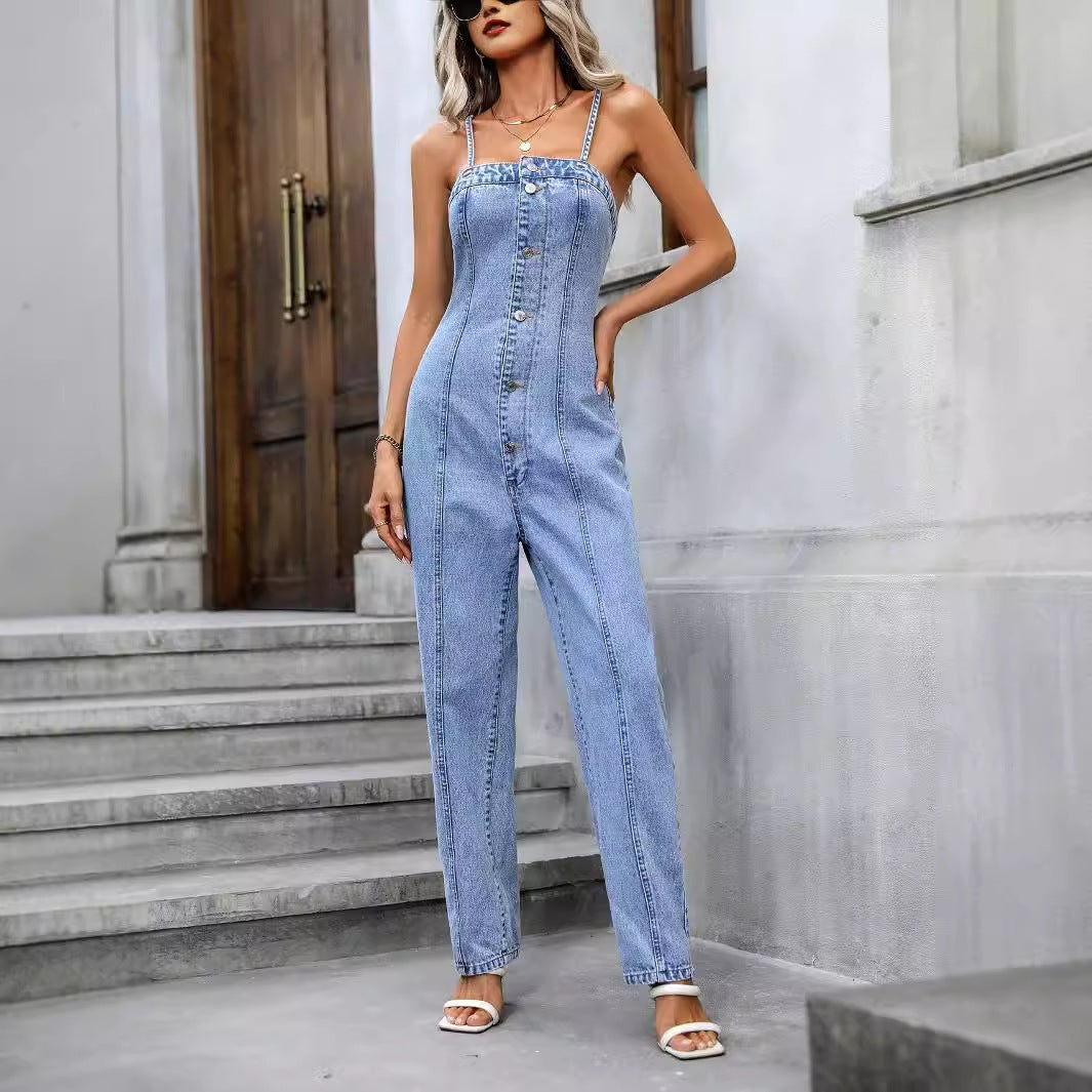 Women's Sling Denim Jumpsuit