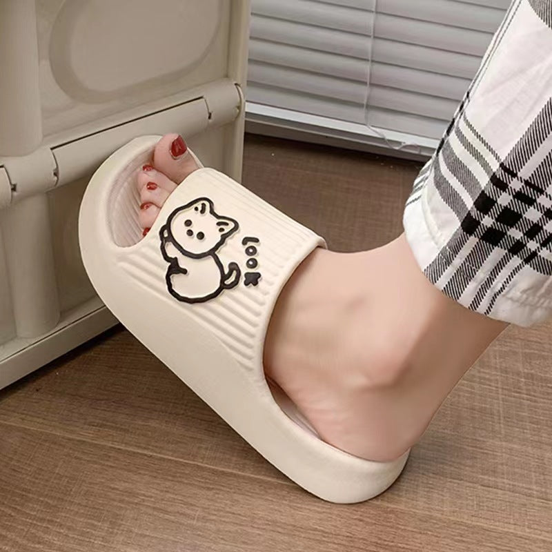 Cute Cat Home Slippers Bath Thick Platform Non-Slip Slides