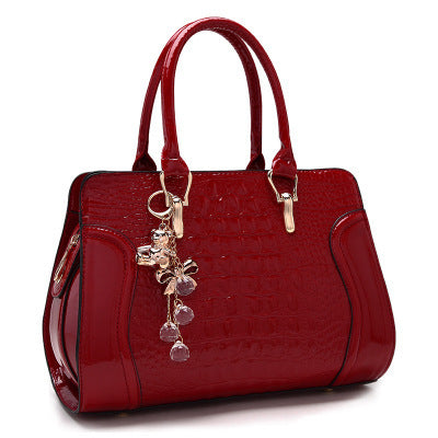 Casual Portable Women’s One-Shoulder PU Messenger Bag with Rhinestones