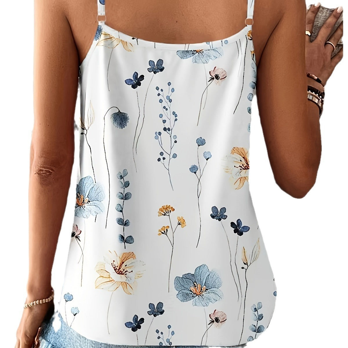 Women's European And American Style Lace Printed Lace V-neck Pullover Strap