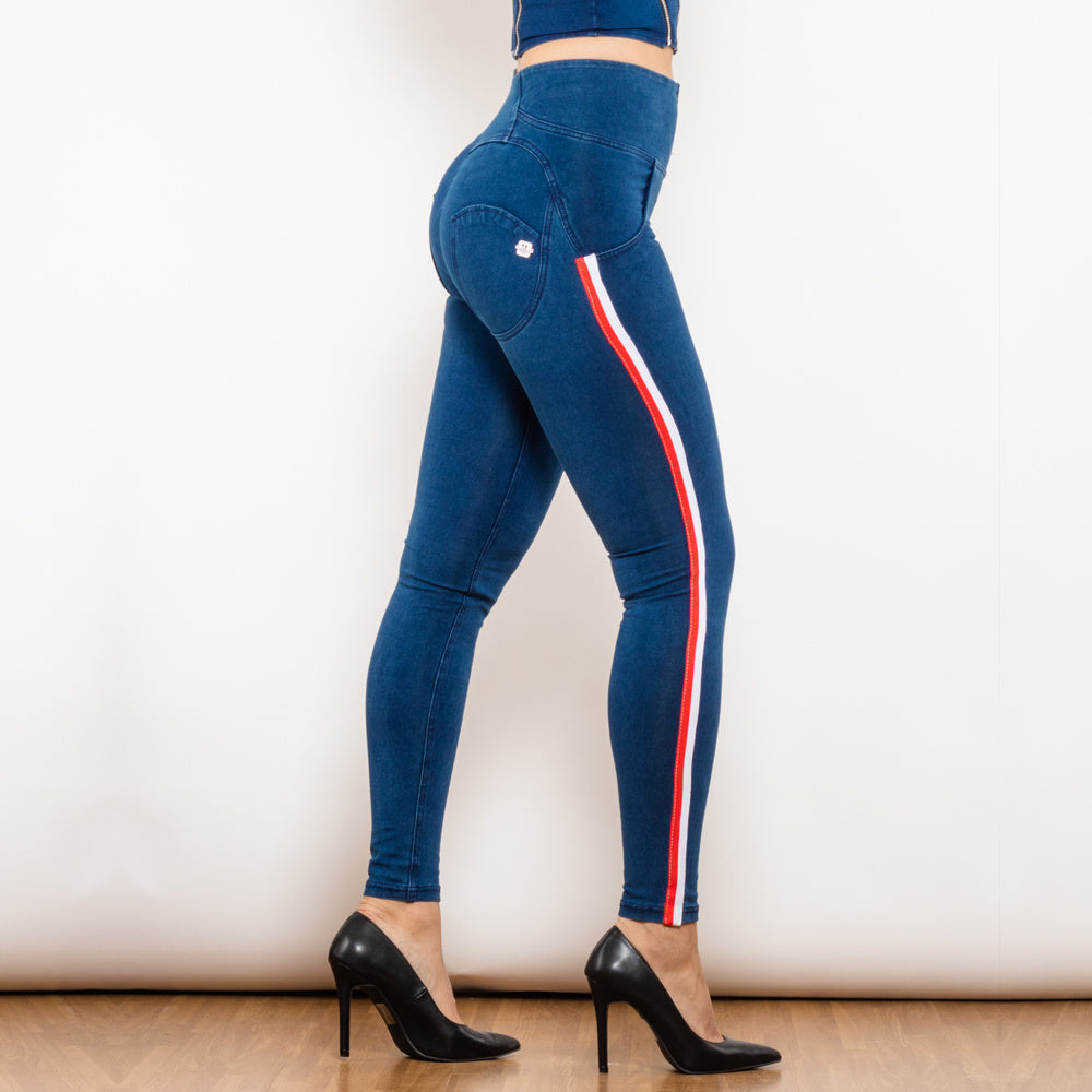 Shascullfites Melody Women's Black Stretch Pencil Jeans Butt Lift Striped Detailing Slim Fit Denim Jeggings