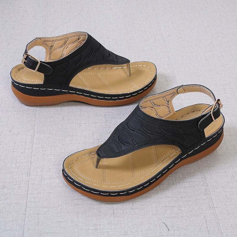Casual Sandals Wedge Heel Solid Color Flip Flop