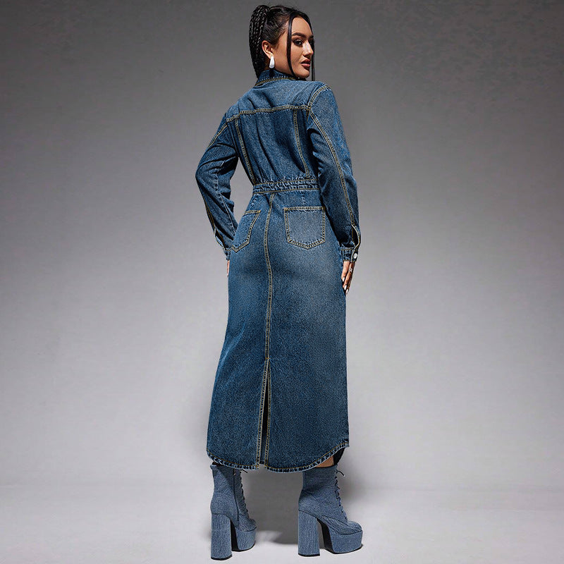 Robe longue en jean tendance pour femme