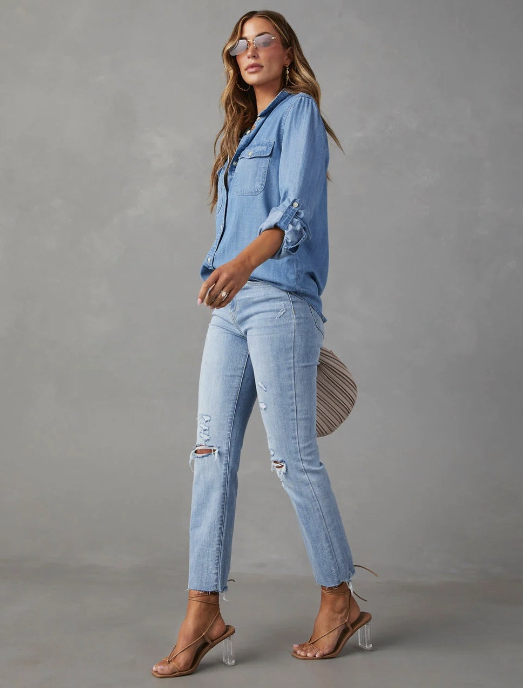 Cross Border Autumn Leisure Lapel Single Breasted Women's Long-sleeved Denim