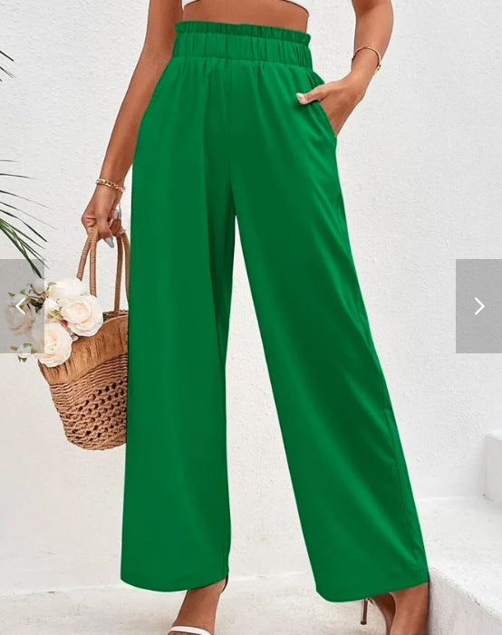 New Loose Cotton And Linen High Waist Wide Leg Trousers