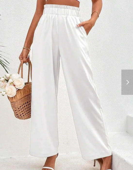 New Loose Cotton And Linen High Waist Wide Leg Trousers