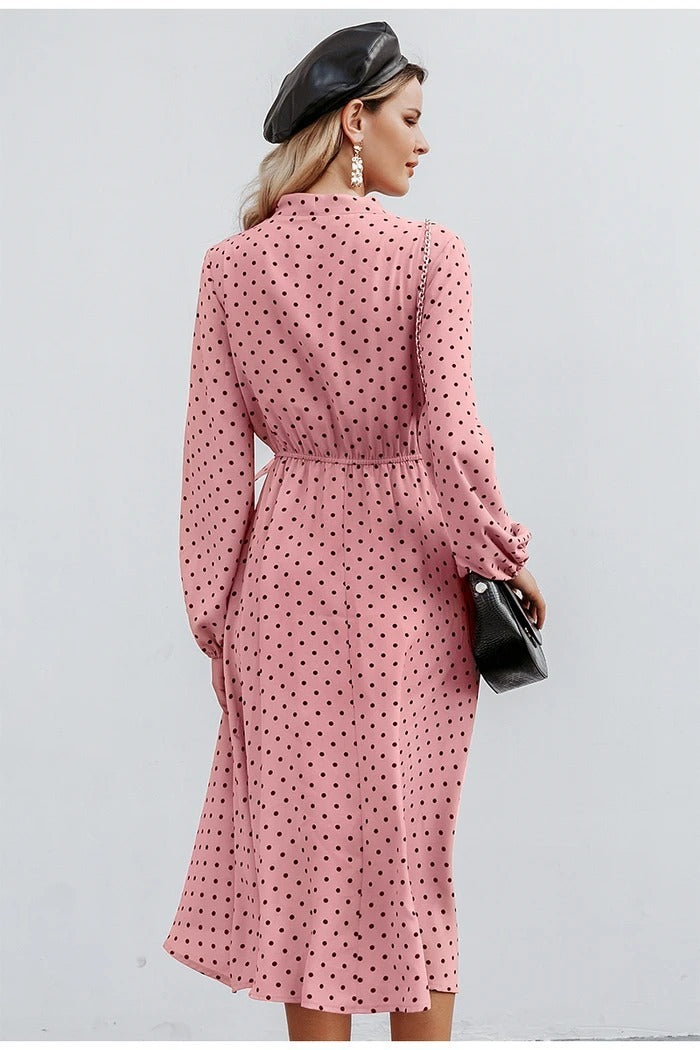 Ladies pink polka dot dress