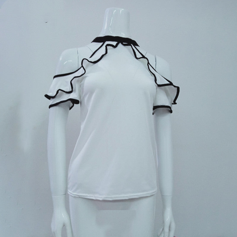 Women's Off-shoulder Ruffled Halterneck Top