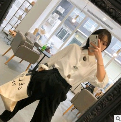 Ladies temperament women's POLO collar glass buckle shirt shirt women