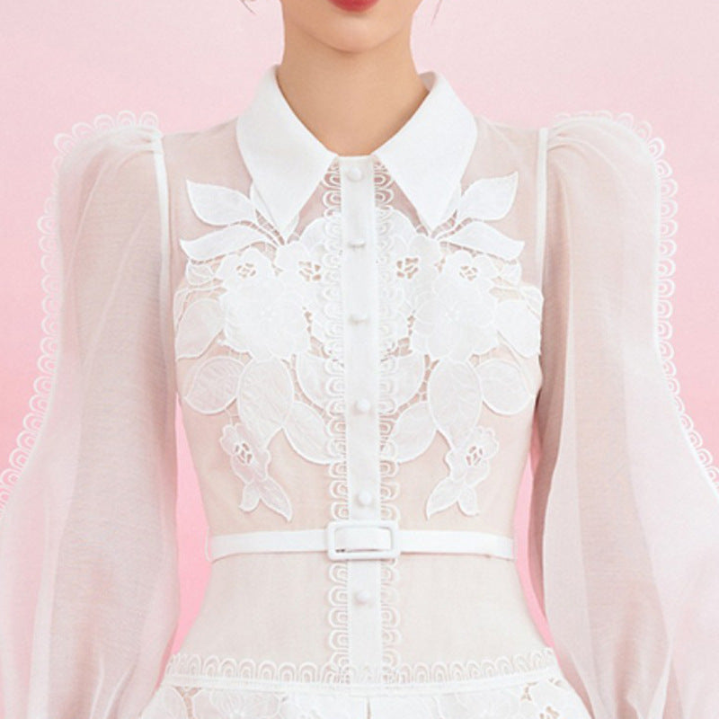 Embroidered Floral Jumpsuit Short A-line Skirt